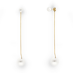 Stainless Steel - Rostfrei Stahl Ohrringe / Ohrstecker with Imitation Pearls Gold