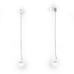 Stainless Steel - Rostfrei Stahl Ohrringe / Ohrstecker with Imitation Pearls Silver
