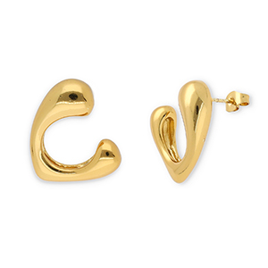 Stainless Steel - Rostfrei Stahl Ohrringe / Ohrstecker Heart Gold