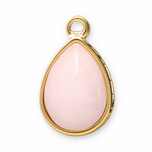 Anh&auml;nger aus Stainless Steel - Rostfreiem Stahl Naturstein Drop Gold-pink