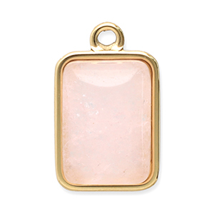 Anh&auml;nger aus Stainless Steel - Rostfreiem Stahl Naturstein Rectangle Gold-pink