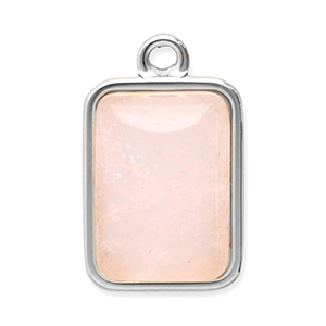 Anh&auml;nger aus Stainless Steel - Rostfreiem Stahl Naturstein Rectangle Silver-pink