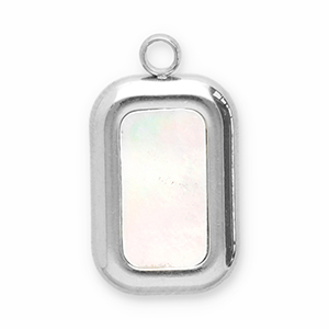 Anh&auml;nger aus Stainless Steel - Rostfreiem Stahl Muschel Rectangle Silver-white
