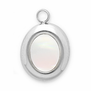 Anh&auml;nger aus Stainless Steel - Rostfreiem Stahl Muschel Oval Silver-white