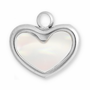 Anh&auml;nger aus Stainless Steel - Rostfreiem Stahl Muschel Heart Silver-white