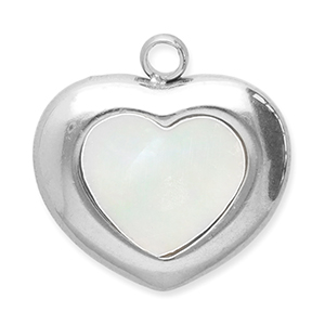 Anh&auml;nger aus Stainless Steel - Rostfreiem Stahl Muschel Heart Silver-white