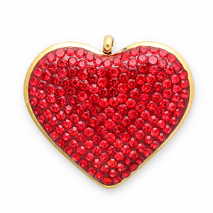 Anh&auml;nger aus Stainless Steel - Rostfreiem Stahl Heart Gold-red