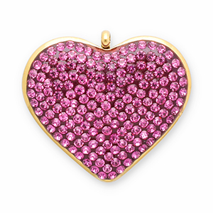 Anh&auml;nger aus Stainless Steel - Rostfreiem Stahl Heart Gold-dark pink