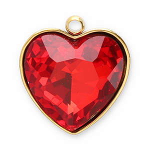 Anh&auml;nger aus Stainless Steel - Rostfreiem Stahl Facet Heart Gold-red