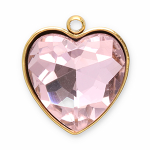 Anh&auml;nger aus Stainless Steel - Rostfreiem Stahl Facet Heart Gold-pink