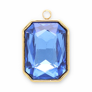 Anh&auml;nger aus Stainless Steel - Rostfreiem Stahl Facet Rectangle Gold-dark blue