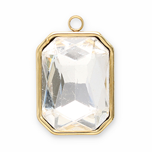 Anh&auml;nger aus Stainless Steel - Rostfreiem Stahl Facet Rectangle Gold-crystal