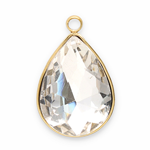 Anh&auml;nger aus Stainless Steel - Rostfreiem Stahl Facet Drop Gold-crystal