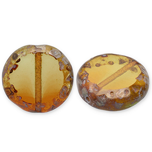 Tschechische Perlen TCB Round 14mm Peridot-topaz