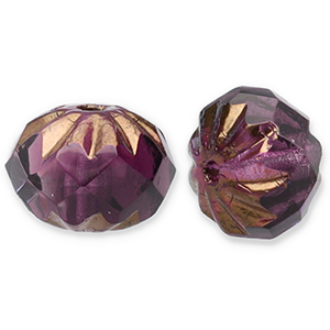 Tschechische Perlen FPB Round 10x7mm Amethyst-bronze