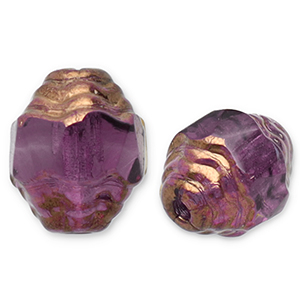 Tschechische Perlen FPB Oval 7x6mm Amethyst-bronze