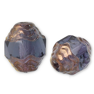 Tschechische Perlen FPB Oval 7x6mm Montana blue- bronze