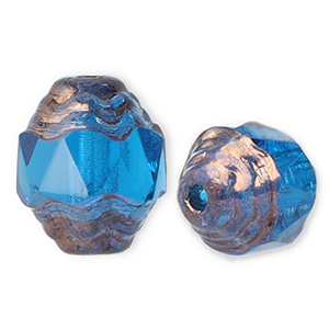Tschechische Perlen FPB Oval 7x6mm Aqua-bronze