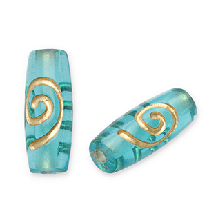 Perlen aus Acryl Tube Teal blue-gold