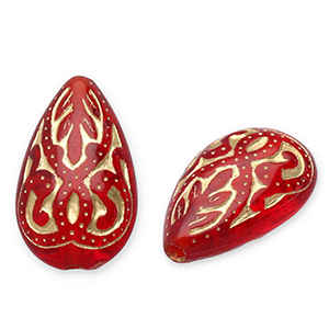 Perlen aus Acryl Drop Red-gold