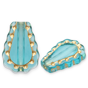 Perlen aus Acryl Drop Teal blue-gold