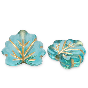 Perlen aus Acryl Leaf Teal blue-gold