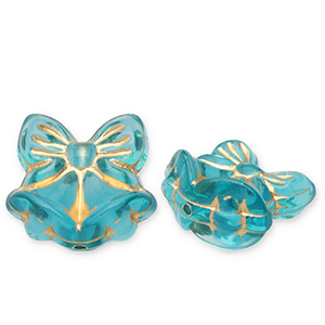 Perlen aus Acryl Bow with Christmas Bells Teal blue-gold