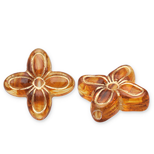 Perlen aus Acryl Flower Cognac brown-gold