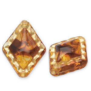 Perlen aus Acryl Rhombus Cognac brown-gold