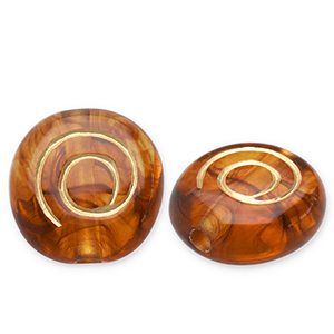 Perlen aus Acryl Disc Cognac brown-gold