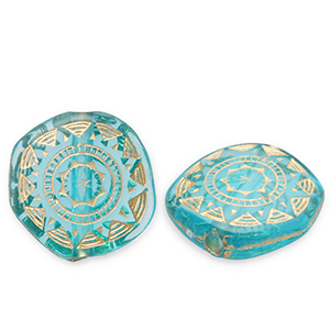 Perlen aus Acryl Disc Irregular Teal blue-gold
