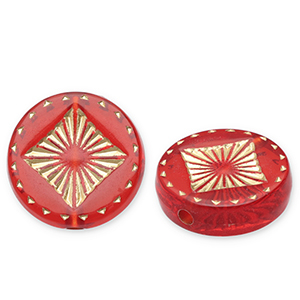 Perlen aus Acryl Disc with Square Red-gold