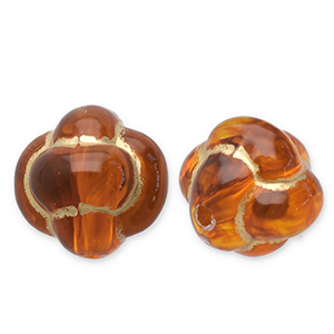 Perlen aus Acryl Chinese Knot Cognac brown-gold