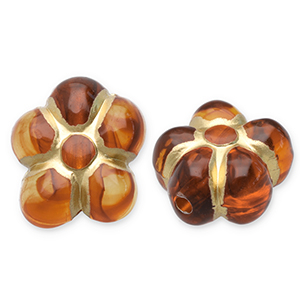 Perlen aus Acryl Flower Cognac brown-gold