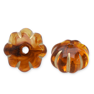 Perlen aus Acryl Flower Cognac brown-gold