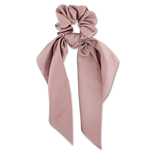 Stoff Haargummi-Scrunchie mit langem Band Vintage pink