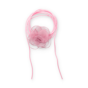 Organza Blumen Halskette Pink
