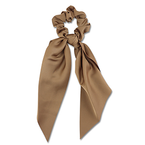 Stoff Haargummi-Scrunchie mit langem Band Brown