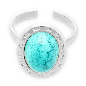 Stainless Steel - Rostfrei Stahl Ringe mit Naturstein Silver-turquoise