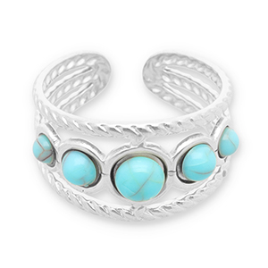 Stainless Steel - Rostfrei Stahl Ringe mit Imitation von Naturstein Silver-turquoise