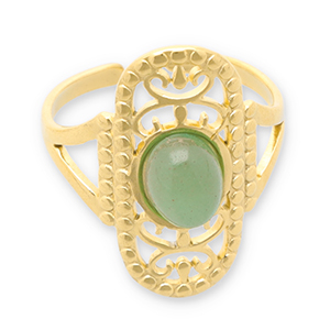 Stainless Steel - Rostfrei Stahl Ringe mit Naturstein Gold-jade green