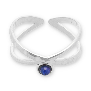 Stainless Steel - Rostfrei Stahl Ringe mit Naturstein Silver-dark blue