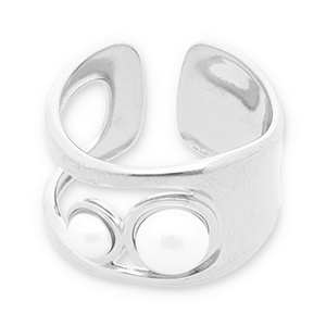 Stainless Steel - Rostfrei Stahl Ringe Pearls Silver-white