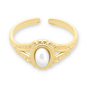 Stainless Steel - Rostfrei Stahl Ringe Pearl Gold-white