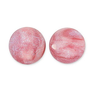 12 mm Perlen aus Acryl mit Glitzer Pink-turquoise