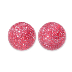 12 mm Perlen aus Acryl mit Glitzer Cherry pink-silver