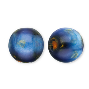 Perlen aus Resin mit Glitzer 14mm Blue-gold