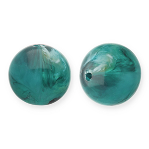 12 mm Perlen aus Acryl Round Teal green-white