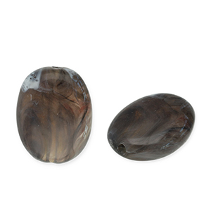 Perlen aus Acryl Oval Dark grey-white