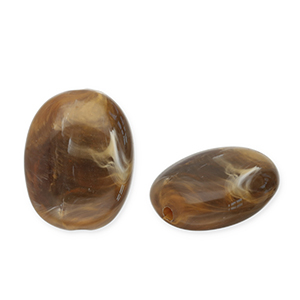 Perlen aus Acryl Oval Dark brown-white